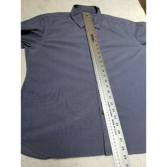 Armani Exchange Mens Blue Striped Button Down Shirt XL Roll Tab Long Sleeves - Picture 4 of 5